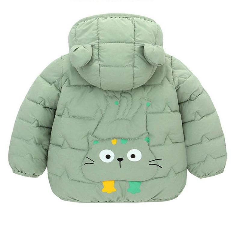 Owordtank Cute Cat Graphic Puffer Coats for Toddler Girls Boys