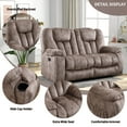 thumbnail image 3 of Bonzy Home Extra Wide Loveseat Recliner with Hidden Cup Holders, Overstuffed 2-Seat Manual Reclining Sofa, Brown, 3 of 8