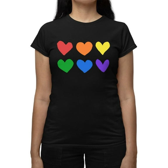 Colorful Hearts Pride Design Tee T-shirt Women's