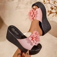 thumbnail image 2 of Women's Wedge Sandals Slip on Slides Platform Round Open Toe Backless Fish Mouth Comfortable Slipper Dressy Summer Casual Shoes Pink 9(42), 2 of 9