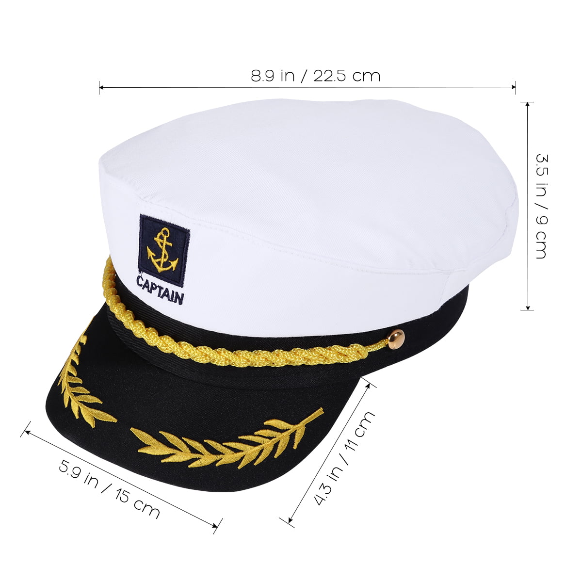 ADULT YACHT BOAT SHIP SAILOR CAPTAIN COSTUME HAT CAP NAVY MARINE 