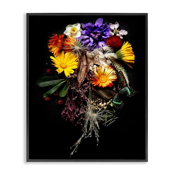 Stupell Industries Glam Butterfly Adorned Arrangement Black Framed Giclee Art, 11 x 14, by Carl Kravats