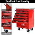 thumbnail image 3 of Noble House 6-Drawer Rolling Tool Organizer Cart, Steel Mobile Chest Storage with Worktop for Garage Workshop, Red, 3 of 13