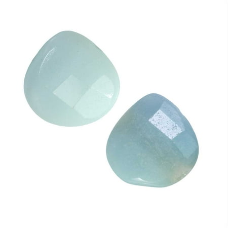 Facetted Heart - Natural Amazonite Gemstone Beads, Faceted Puff Heart Briolettes 13mm, 6 Pieces,Pale Aqua Green