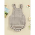 thumbnail image 2 of Suealasg Newborn Boy Girl Cotton Linen Romper Infant Baby Summer Cute Overalls Clothes 3M 6M 12M 18M 24M Sleeveless Square Neck Backless Jumpsuit, 2 of 9