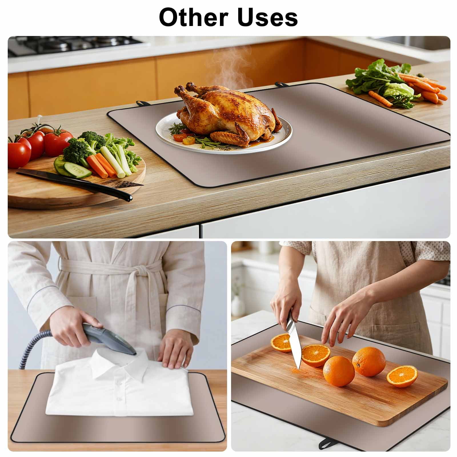Brown Ombre Stove Top Cover for Electric Stove, Heat-proof & Non Slip Glass Top Stove Cover Protector, Modern Abstract Art Farmhouse Gradient Kitchen Flat Cooktop Rubber Mat 24x21 Inches