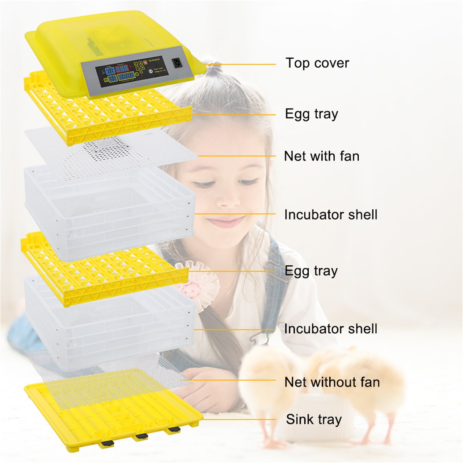 Canddidliike Egg Incubator, 112 Eggs Fully Automatic Digital Poultry Hatcher Machine Breeder with Circulating Air Fan Canddidliike Egg Incubator, 112 Eggs Fully Automatic Digital Poultry Hatcher Machine Breeder with Circulating Air Fan