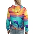 thumbnail image 7 of Lsque Hawaiian Island Dolphin Pattern Casual Women's Hoodie,Hooded Sweatshirt with Kangaroo Pocket,Pullover Hoodie with Eye-catching Drawstrings-Small, 7 of 7