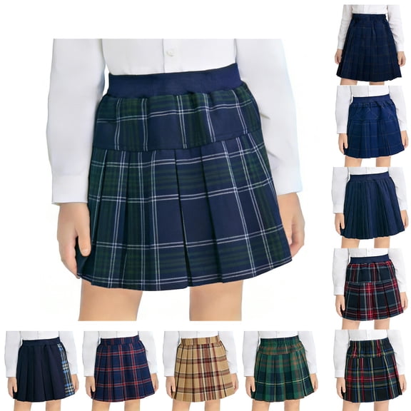Loopsun Girls 2-12 Years Plaid Short Skirt Pleated Tailored Cutting Uniform Daily Wear