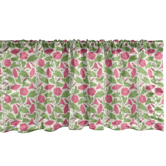 Ambesonne Flower Window Valance, Bindweeds and Leaves Damask Vintage Romantic Print, Curtain Valance for Kitchen Bedroom Decor with Rod Pocket, 54" X 12", Pink Pale Pink