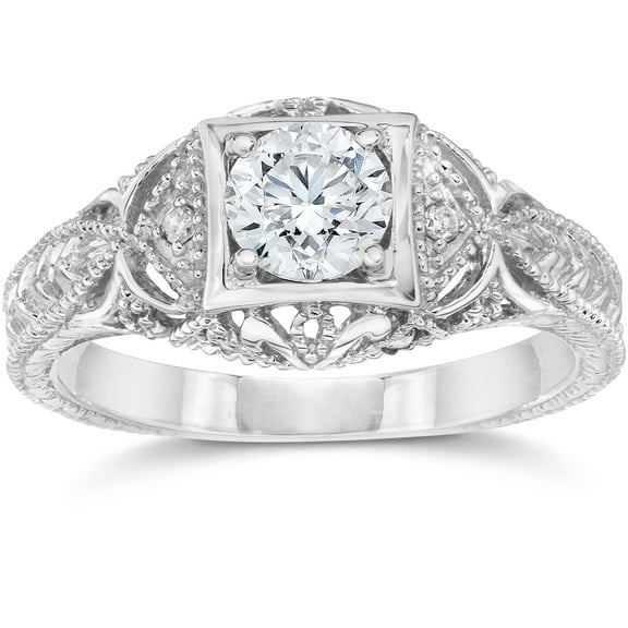 Pompeii Emery 5/8Ct Vintage Diamond Antique Engagement 14K White Gold (H/I,I1)