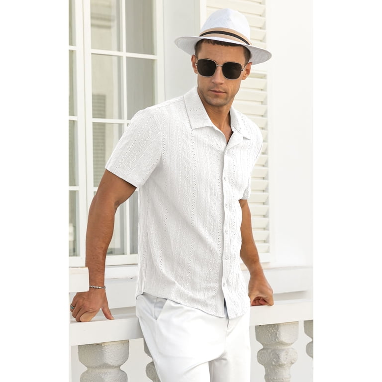 Iceglad Men's Casual Hollow Out Beach Shirt photo 7