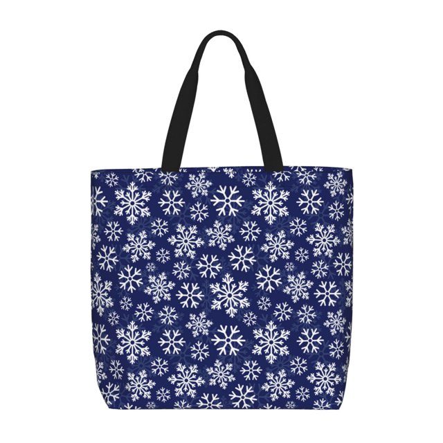 Disketp Snowflakes On Dark Blue Bolsa Tote de Lona para Mujer, Bolso de Hombro y Cruzado con Cierre de Cremallera