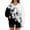 White, variant on Women's Fashion Retro Floral Print Long-Sleeve V-Neck Sweatshirt with Dyed Effect Pattern, Unique Artistic Top for Women's Fashion Statement,Beige,L