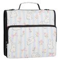 thumbnail image 2 of Haosy 3 Ring Zipper Binder with Shoulder Strap Waterproof Trapper Keeper 2 Inch D-Ring 500 Sheets Capacity, Bunnies Flowers Bow Striped, 2 of 8