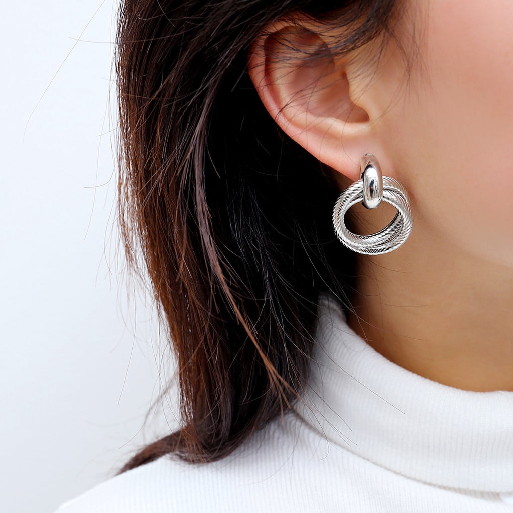 💎 Boucles D'Oreilles Clips En Métal Laqué Argenté - Modèle 2642 | Bijou Vintage Sans Marque