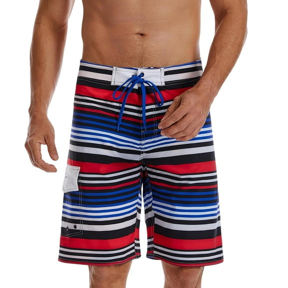 JIUKU Summer Shorts for Men Casual Drawstring Striped Printing Beach Shorts High Elastic Waist Baggy Vacation Shorts