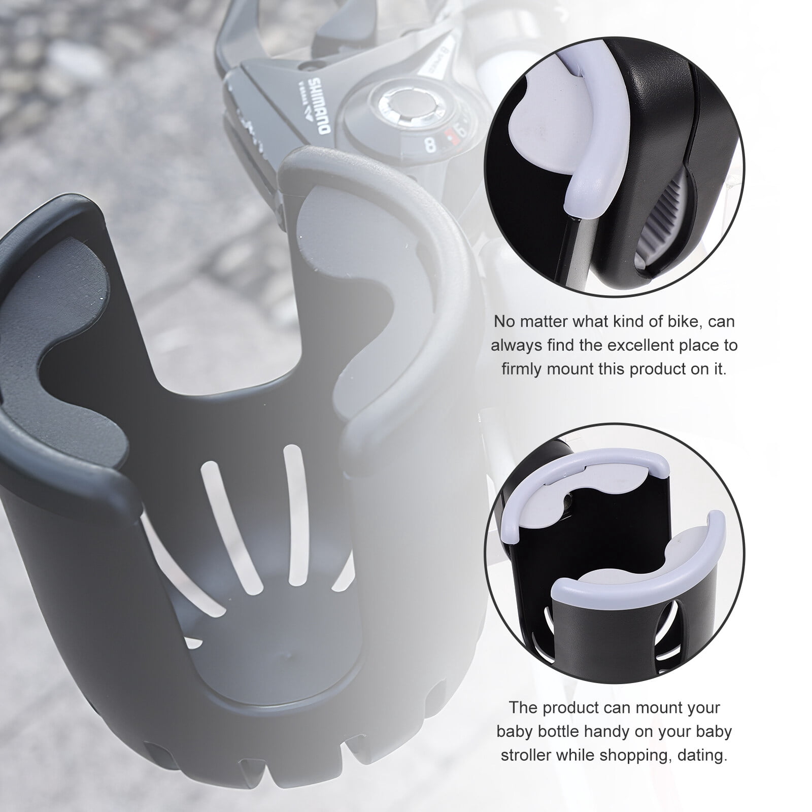 RENACLIPY Rotatable Black ABS Bottle Holder for Strollers, Bikes, and Outdoor Use - Drink Holder Accessory