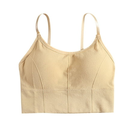 

LBECLEY Womens Lingerie Women Bras Comfy Cami Bra for Women Crop Top Yoga Bralette Longline Padded Bra Pack Of 4 Push Up Bras for Women Beige One Size
