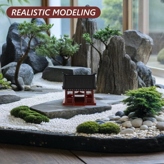 ROMANSENTIAL Brown Zen Garden Pavilion Ornament for Elegant Bonsai and Home Decor