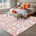 thumbnail image 4 of Pastoral Flowers Washable Area Rug 6 x 9 ft Coral Red Flower Vintage Linen Texture , Soft Non Slip Rugs Stain Repellent Indoor Felt Carpet for Living Dining Room Bedroom Home Office, 4 of 9