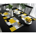 thumbnail image 3 of Abstract Art Placemats Set of 6,Non Slip Washable Farmhouse Table Mats Set, Black and Yellow Table Placemats for Kitchen Dining Table,Wedding Holiday Party Decoration, 3 of 6