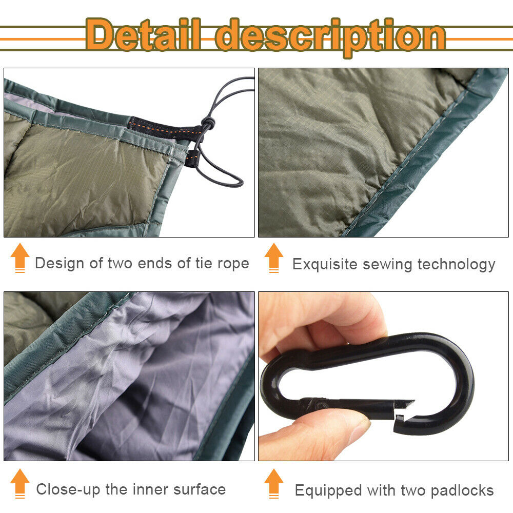 IC ICLOVER Full Length Hammock Underquilt Camping Hiking Under Quilt Winter Warm Blanket Green