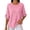 Pink, variant on TGSLY Waffle Knit Tops for Women Lightweight Soft Crew Neck Adjustable Tab Roll-Up 3/4 Sleeve Shirts Relaxed Casual Solid Color Blouses XXL