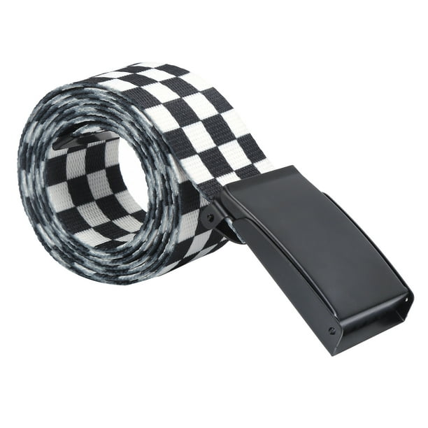Checkered Belt Can Be Fixed Untie Easily Adjustable Cuttable Black