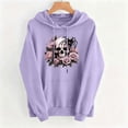 thumbnail image 4 of Juebong fashion Women's Graphic Halloween Hoodie Drawstring Solid Color Long Sleeve Sweatshirt Oversized Kangaroo Pocket Hooded Pullover Casual Fall Retro Floral Skull Square Frame Printed Outwear, 4 of 5
