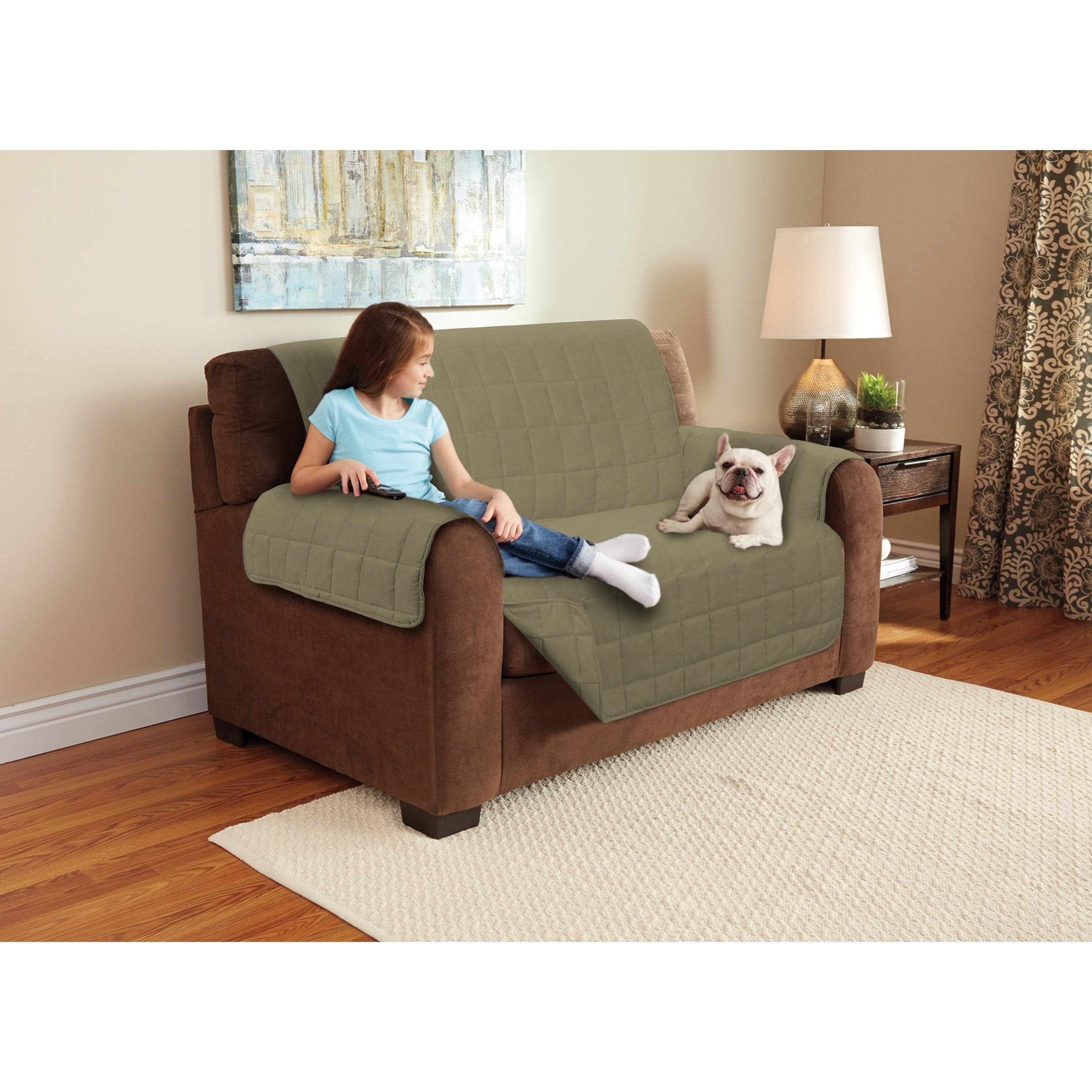 Love Seat Suede Gray Furniture Protector