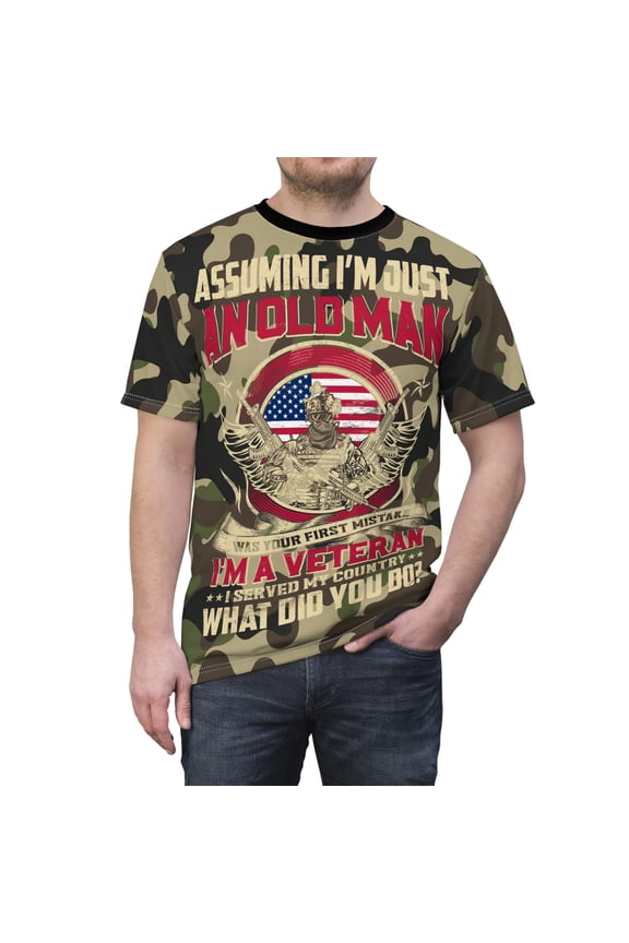 I am A Veteran Old Man Unisex AOP Cut & Sew Tee S-5XL