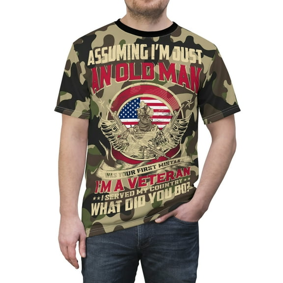 I am A Veteran Old Man Unisex AOP Cut & Sew Tee S-5XL