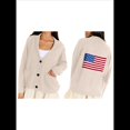 thumbnail image 3 of Cárdigan con Estampado de Bandera, Informal, Holgado, de Larga, con Cuello en V, Estilo Europeo y Americano, Cárdigan Grueso Albaricoque M, 3 of 8