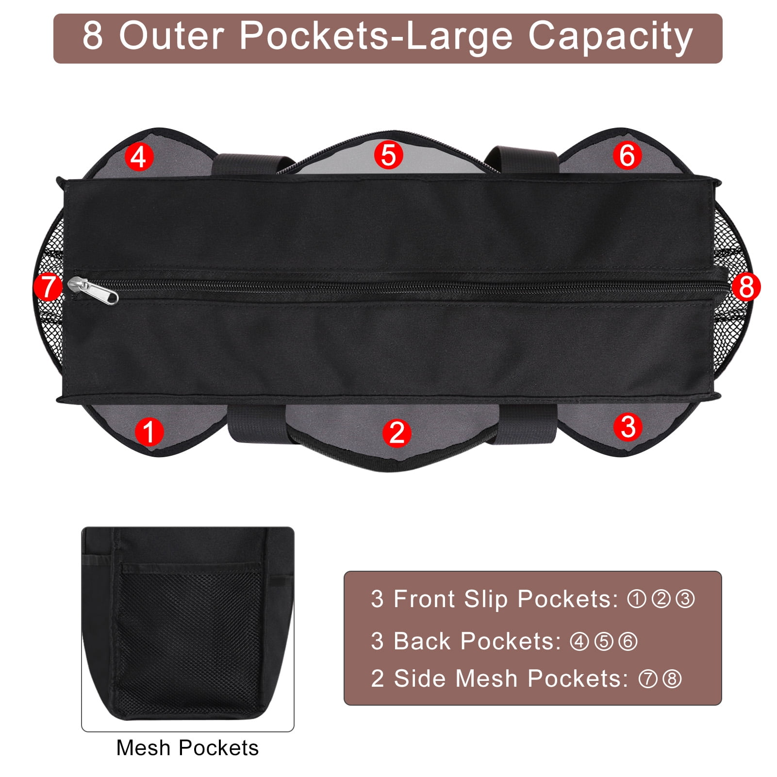 HAWEE Utility Work Tote Bags for Men with Laptop Layer and 15 Pockets for Commuting/ Travel/ Business, Black