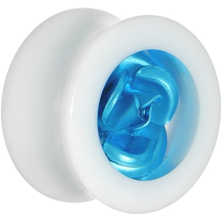 

5/8 White Acrylic Brilliant Blue Iridescent Rose Plug (1 Piece)