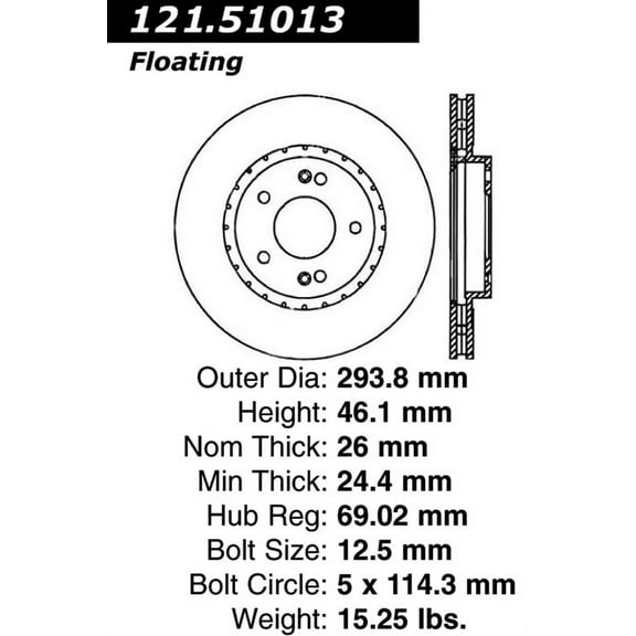 C-Tek Disc Brake Rotor 121.51013 Fits select: 2001-2006 HYUNDAI SANTA FE