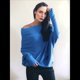thumbnail image 5 of Suéteres de Otoño para Mujer 2025, Informales, de Larga de Murciélago, Holgados, con Hombros Descubiertos, de Punto, Tops Tipo Jersey Azul un Tamaño, 5 of 8