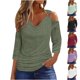 thumbnail image 1 of Camisetas para mujer,Blusa informal de poliéster con hombros descubiertos para mujer, cuello en V y mangas 3/4, tejido ligero y transpirable, para uso diario, sopatenor, 1 of 8