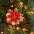 thumbnail image 2 of Christmas Simulation Flower Ornament, 5.9 in Plastic Artificial Poinsettia Decoration, Reusable Holiday Faux Flower for Tree, Wedding, Party & Home Décor, 2 of 5