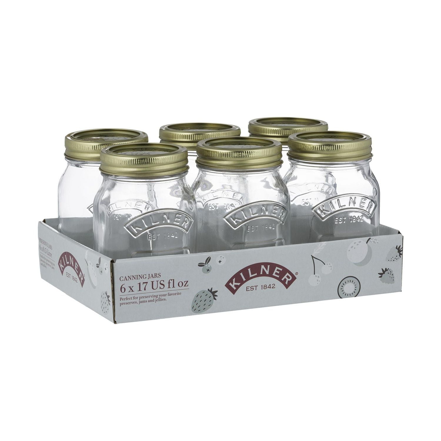 Kilner Pots mason en verre à ouverture régulière avec couvercles scellés, 500ml