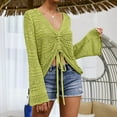 thumbnail image 2 of Fshinging Swimsuit Coverup For Women Crochet Top Beach Cloth Drawstring Shirt Sexy Beachwear Lace Up Shirt Summer Sexy Beachwear, 2 of 5