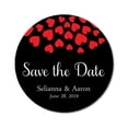 thumbnail image 1 of Darling Souvenir Round 45 Pieces Hearts Save The Date Stickers Wedding Personalized Bride Groom Names And Date Envelope Seals - Black, 1 of 4