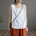thumbnail image 3 of DuoJiaJ Women's Solid Cotton Linen Plus Size Loose Tank Top Sleeveless Summer Casual Inner Or Outerwear Tee Shirt Cotton Tank Tops For Women White XL, 3 of 3