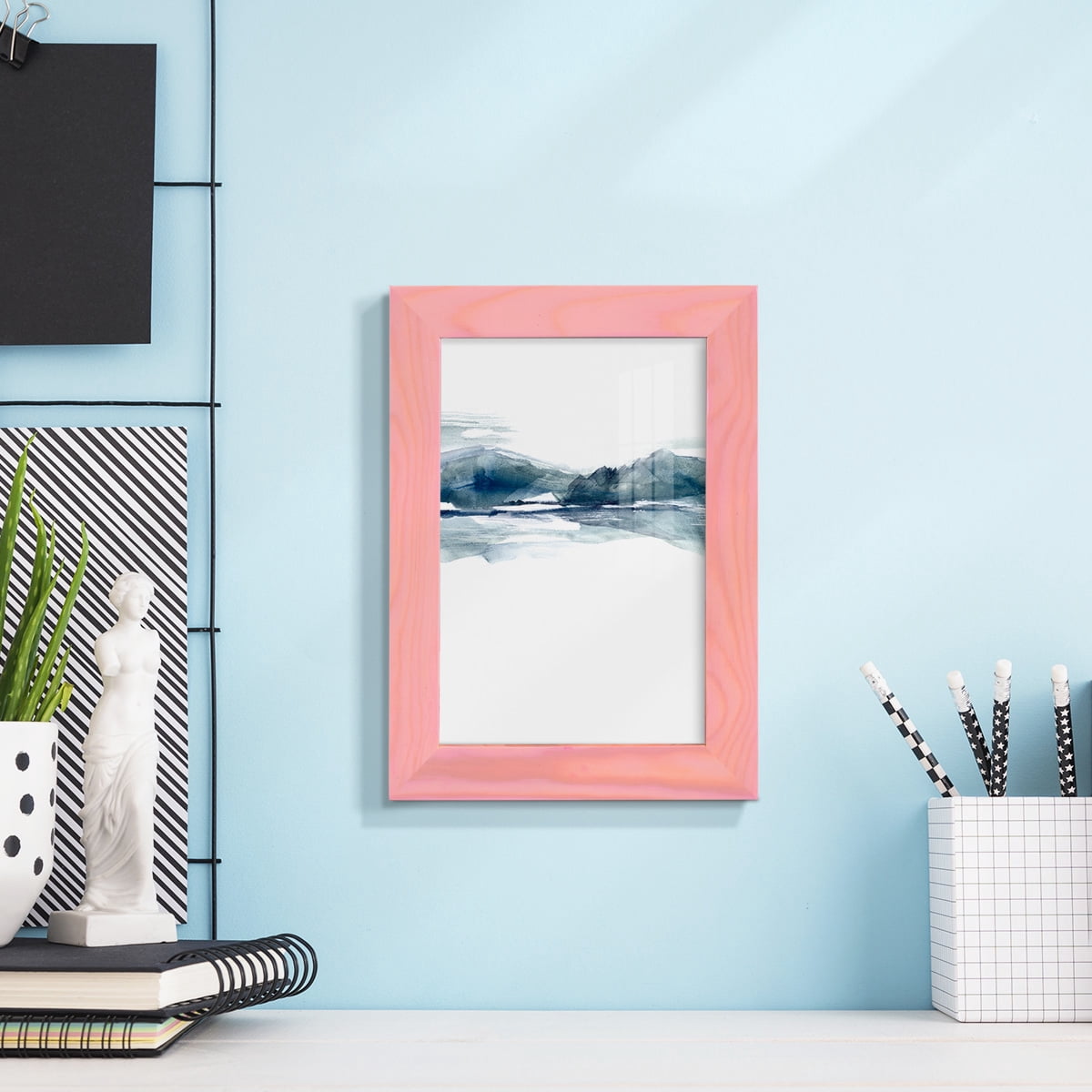 Stark Horizon II - Framed Print w/glass - Sunset Pink