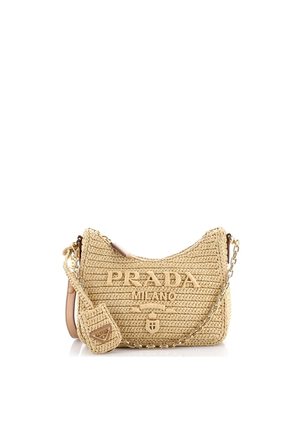 Pre-Owned Re-Edition 2000 Shoulder Bag Raffia Mini By Rebag
