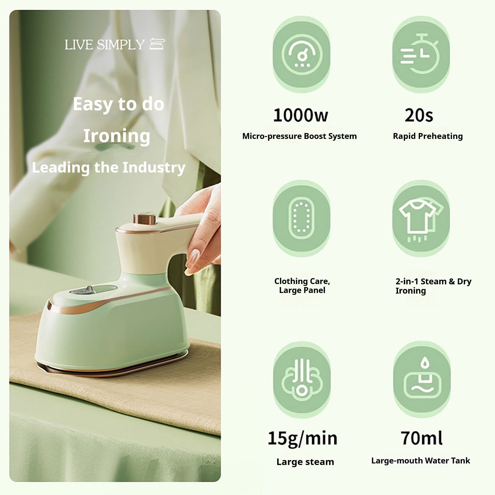 Mini Portable Foldable Travel Iron Handheld Garment Steamer Wet Dry Use Fast Heating Compact Iron For Clothes Home Travel Wardrobe Essentials