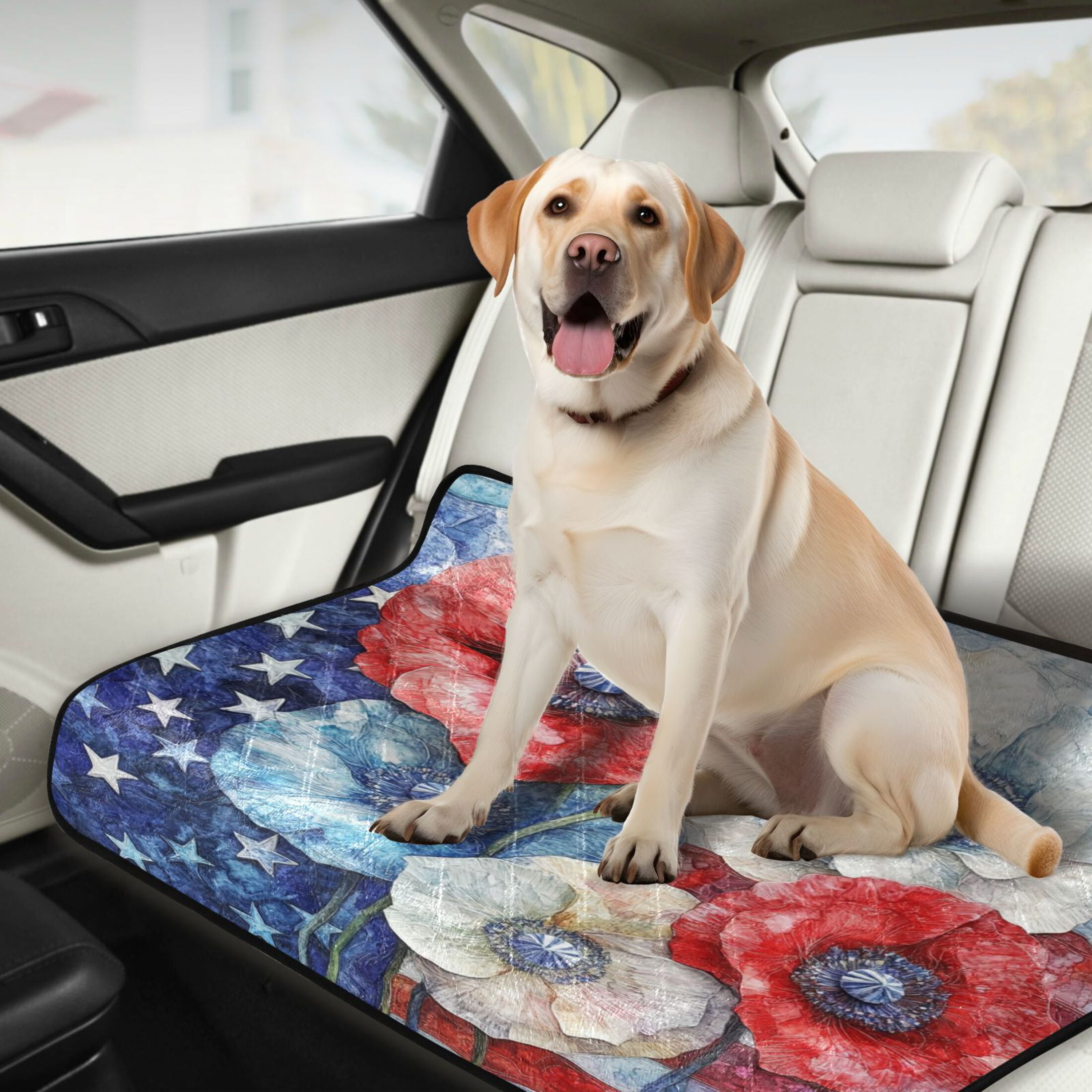 Qxltty American Flag Flowers Cat litter Pads Pet Set of 2 Diaper Mats Center Anti-leakage Layer Absorbent Soft and Comfortable