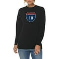 thumbnail image 3 of Big Size Interstate Freeway 10 Graphic Long Sleeve Crewneck Tee - Black XL, 3 of 4