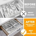 thumbnail image 2 of SpaceAid Bamboo Silverware Drawer Organizer with Labels, 15.6"L x 8"W x 2.4"H, White, 2 of 7